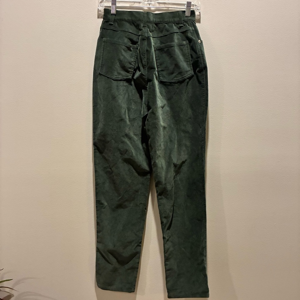 Denim & Co Dark Green Velvet Straight Leg Pants Jewel Tone Soft Size 4 - Picture 3 of 5